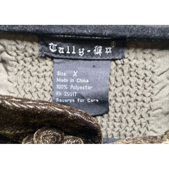 Tally Ho Green Velvet Jacket 2XL Textured Fairy Grunge Witchy Whimsigoth Boho - Picture 6 of 9